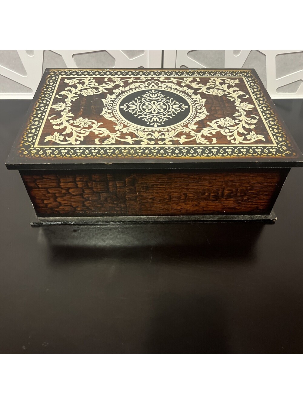 Vintage Style Decorative Wooden Flip Top Storage Box Chest 15x10.75 - Picture 6 of 9